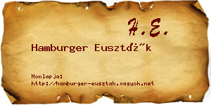Hamburger Euszták névjegykártya